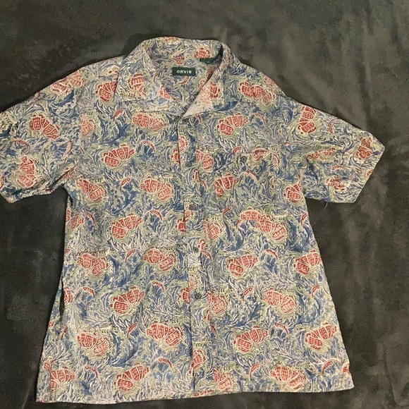 Orvis casual floral patterned short sleeve button down men’s large - Picture 1 of 3